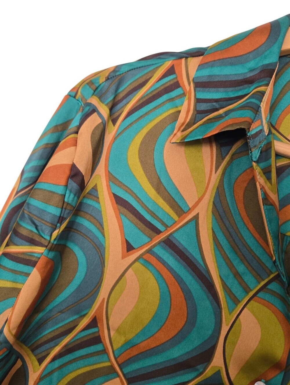 ✨ HAVER London Retro Mod Psychedelic Button Up Blouse Small✨ - Picture 6 of 6